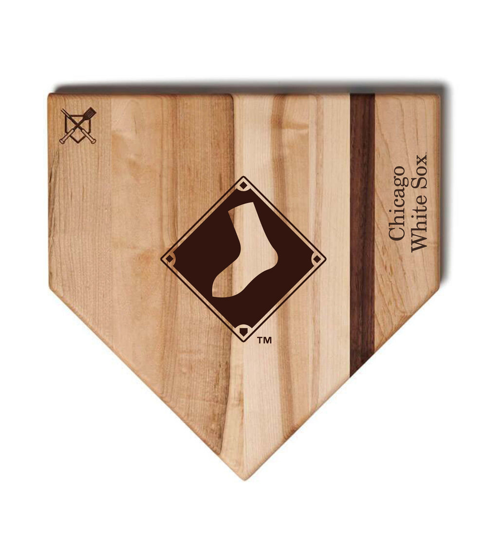 Baseball BBQ Chicago White Sox "Diamond Sock" Home Plate / 17"x17" Chicago White Sox Home Plate Cutting Boards | Multiple Sizes | Multiple Designs
