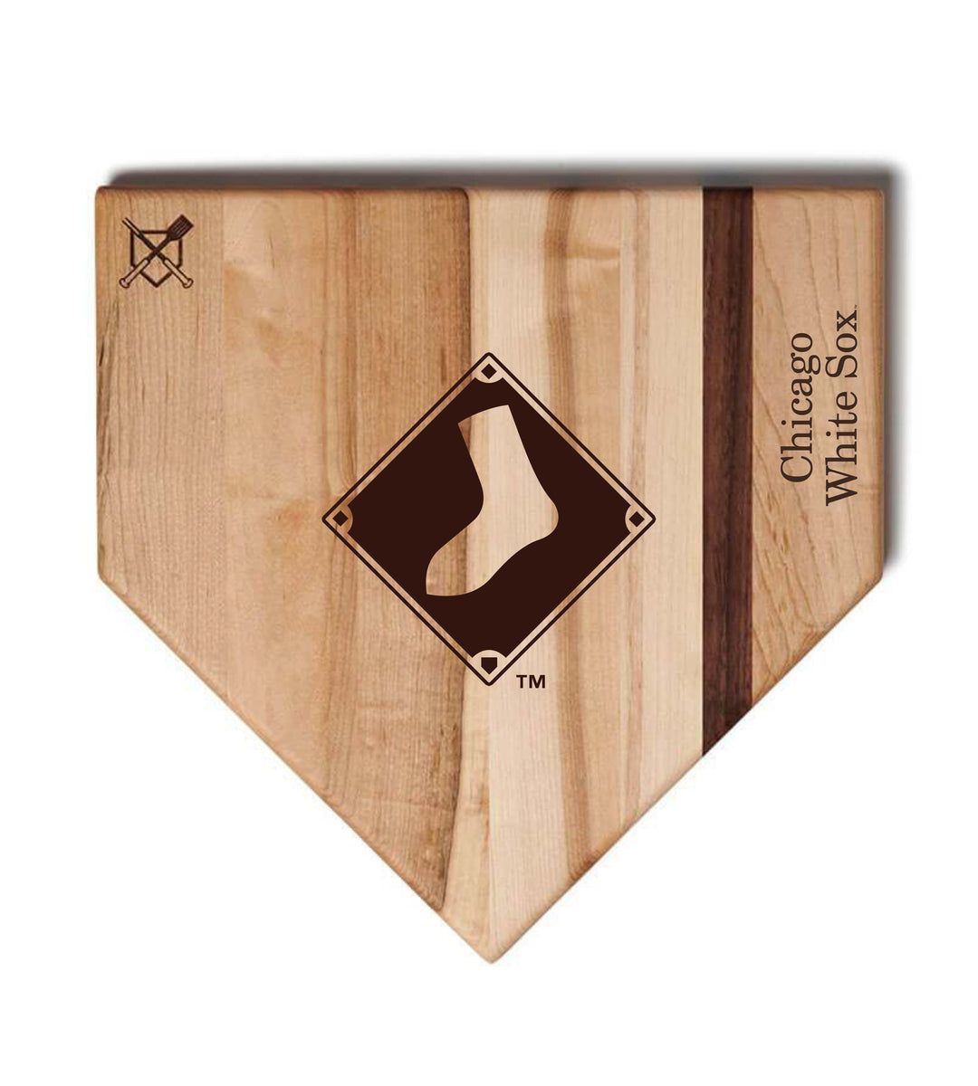 Baseball BBQ Chicago White Sox "Diamond Sock" Home Plate / 17"x17" Chicago White Sox Home Plate Cutting Boards | Multiple Sizes | Multiple Designs