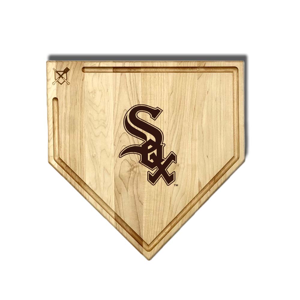 Baseball BBQ Chicago White Sox "SOX" Home Plate Cutting Board (With Trough) / 17"x17" Chicago White Sox Home Plate Cutting Boards | Multiple Sizes | Multiple Designs