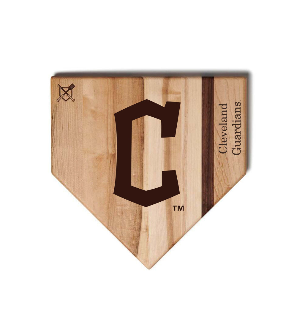 Baseball BBQ Cleveland Guardians "C" Home Plate / 12"x12" Cleveland Guardians Home Plate Cutting Boards | Multiple Sizes | Multiple Designs