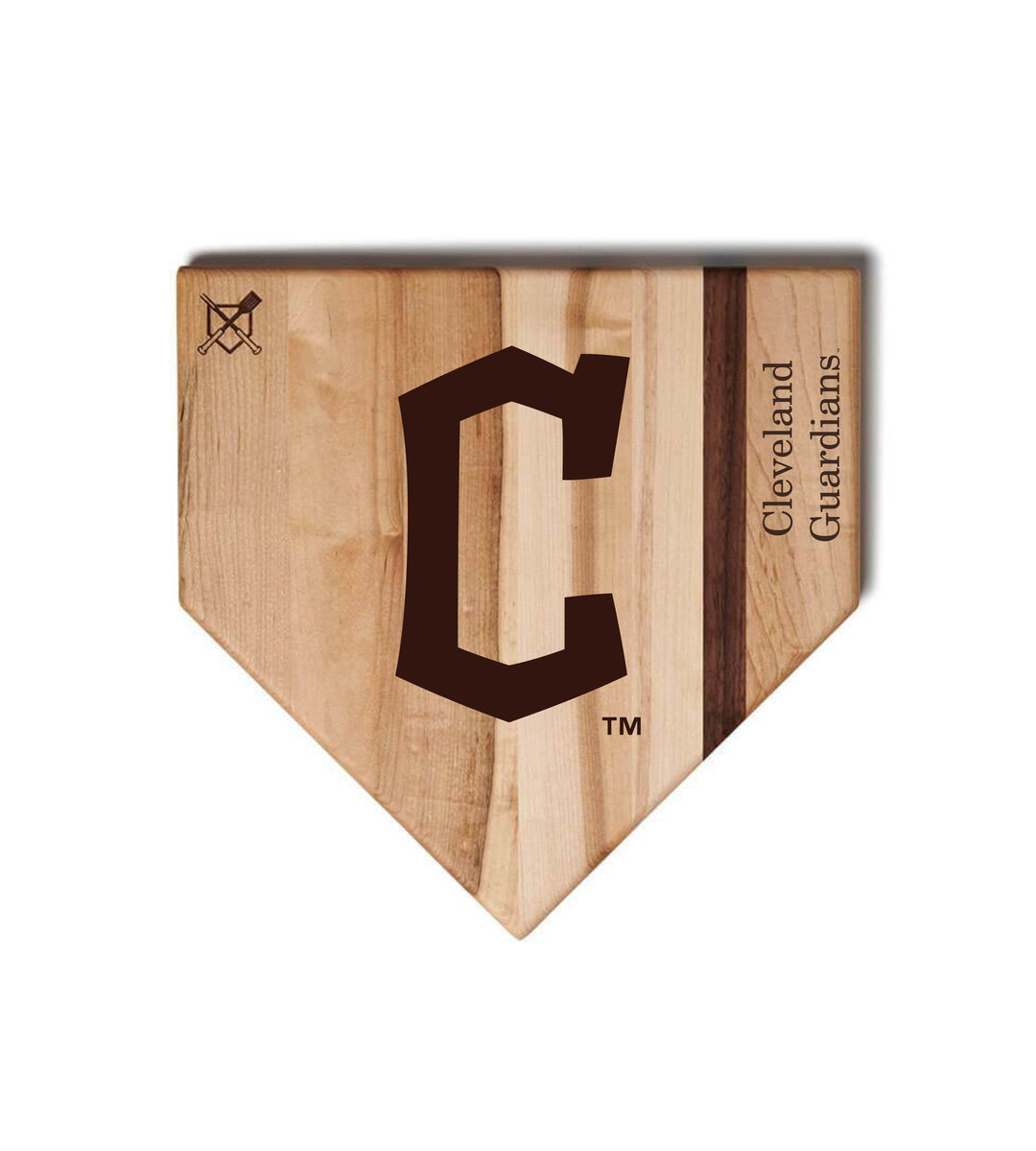 Baseball BBQ Cleveland Guardians "C" Home Plate / 12"x12" Cleveland Guardians Home Plate Cutting Boards | Multiple Sizes | Multiple Designs