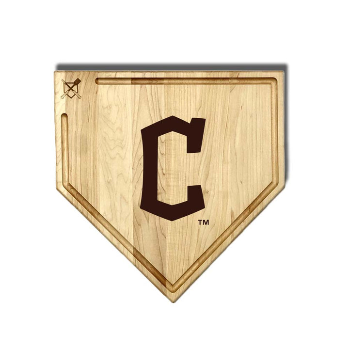 Baseball BBQ Cleveland Guardians "C" Home Plate Cutting Board (With Trough) / 17"x17" Cleveland Guardians Home Plate Cutting Boards | Multiple Sizes | Multiple Designs