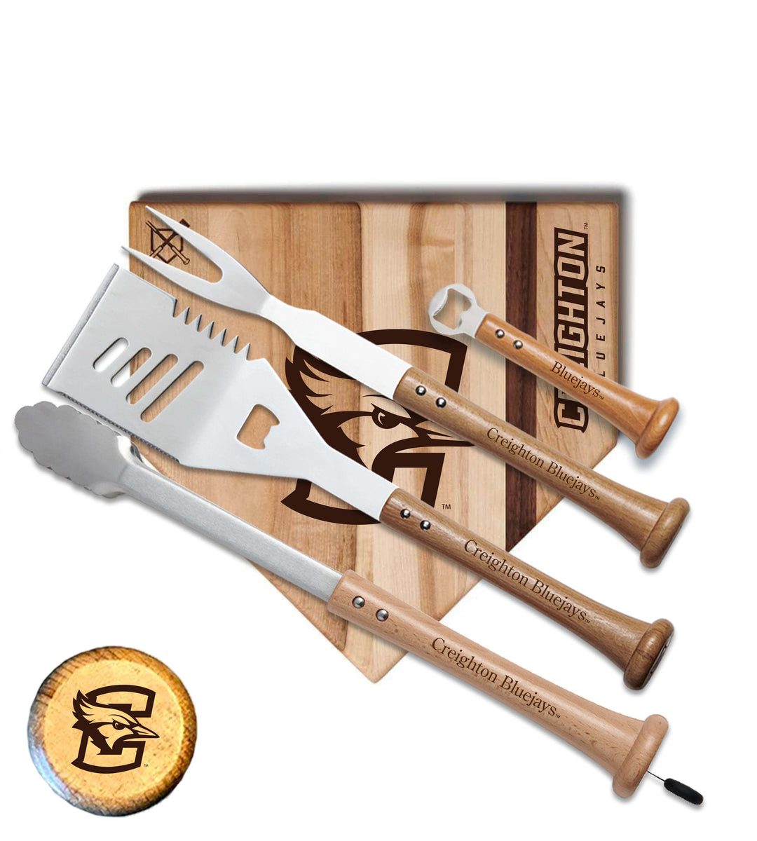 Baseball BBQ Creighton University "GRAND SLAM" Home Plate Style (12" x 12") Creighton University "GRAND SLAM" Combo Set