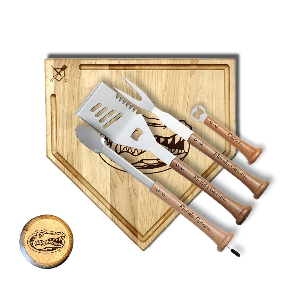 Baseball BBQ Florida Gators "GRAND SLAM" Home Plate Style w/ Trough (17" x 17") Florida Gators "GRAND SLAM" Combo Set
