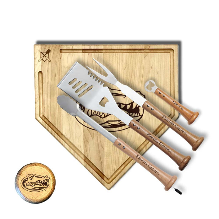 Baseball BBQ Florida Gators "GRAND SLAM" Home Plate Style w/ Trough (17" x 17") Florida Gators "GRAND SLAM" Combo Set