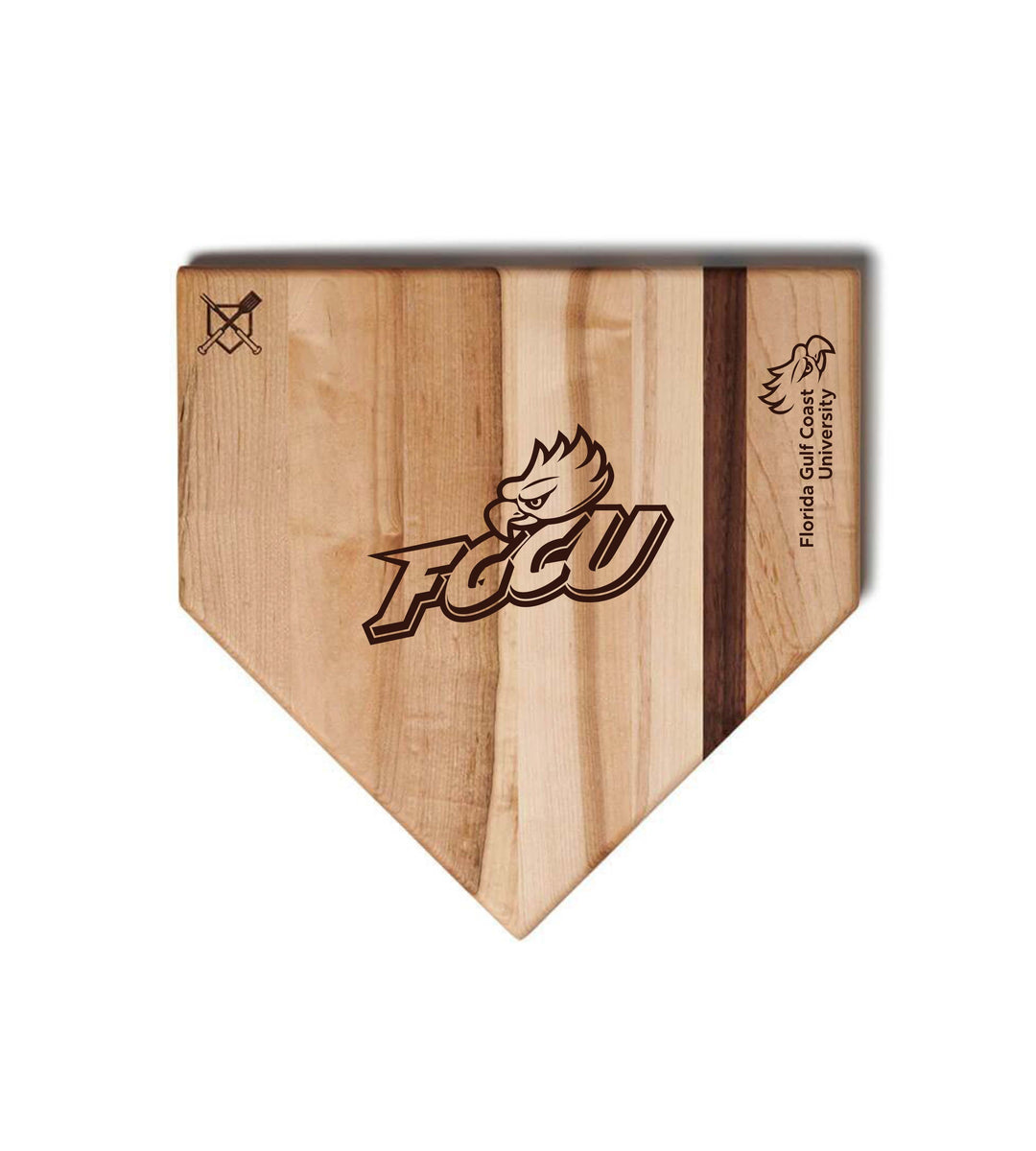Baseball BBQ Florida Gulf Coast University Home Plate Style (12" x 12") Florida Gulf Coast University Cutting Boards | Choose Your Size & Style