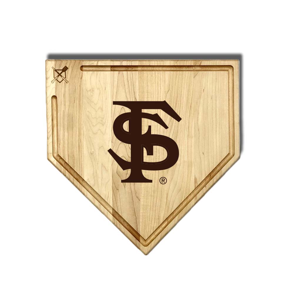 Baseball BBQ Florida State Full Sized Home Plate Style w/ Trough (17" x 17") Florida State Cutting Boards | Choose Your Size & Style