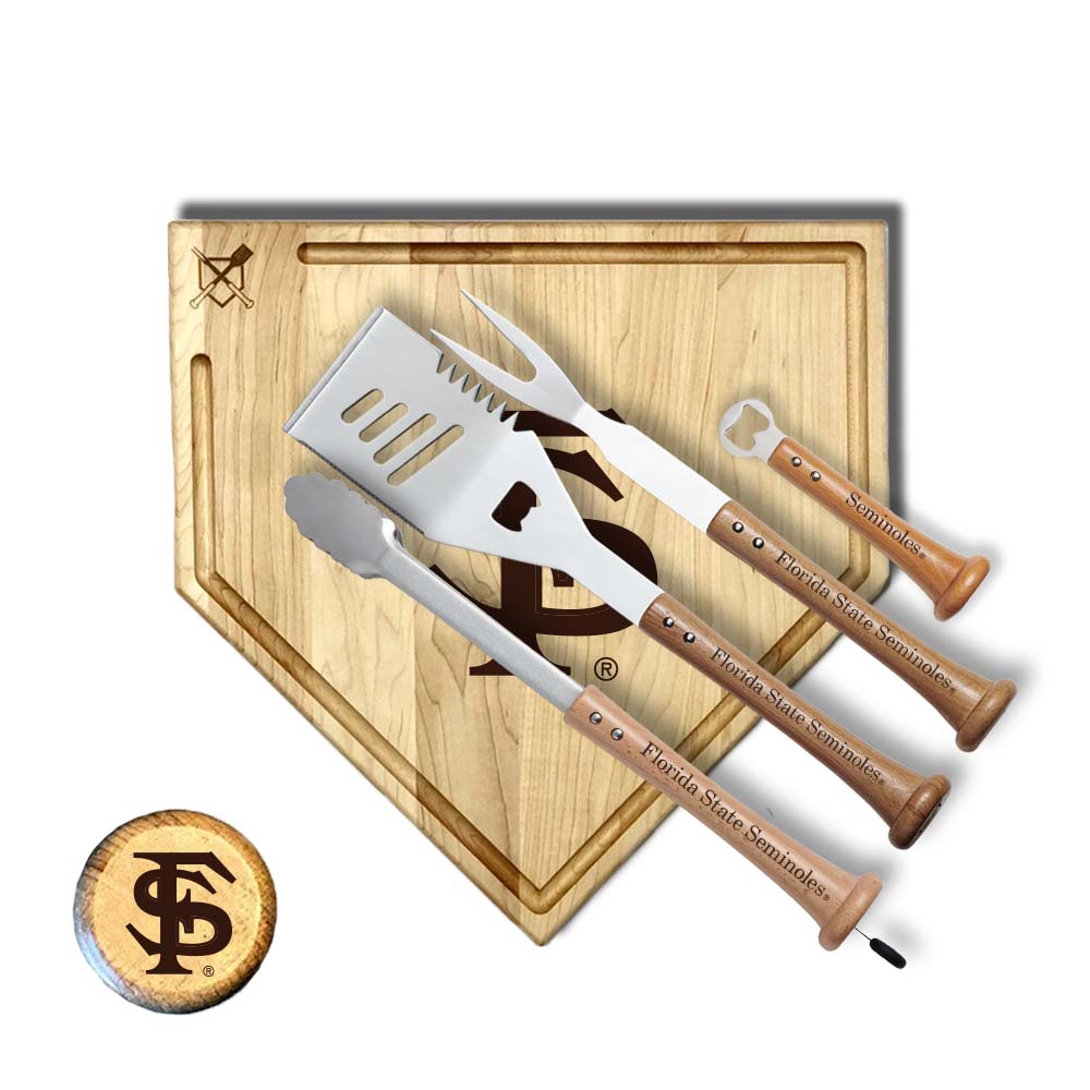 Baseball BBQ Florida State "GRAND SLAM" Home Plate Style w/ Trough (17" x 17") Florida State "GRAND SLAM" Combo Set