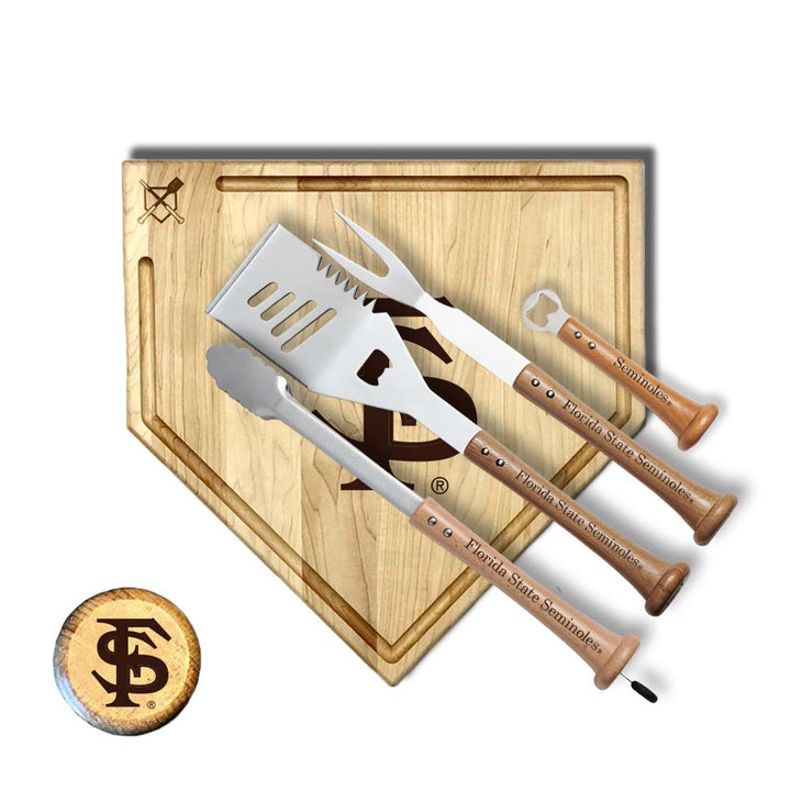 Baseball BBQ Florida State "GRAND SLAM" Home Plate Style w/ Trough (17" x 17") Florida State "GRAND SLAM" Combo Set