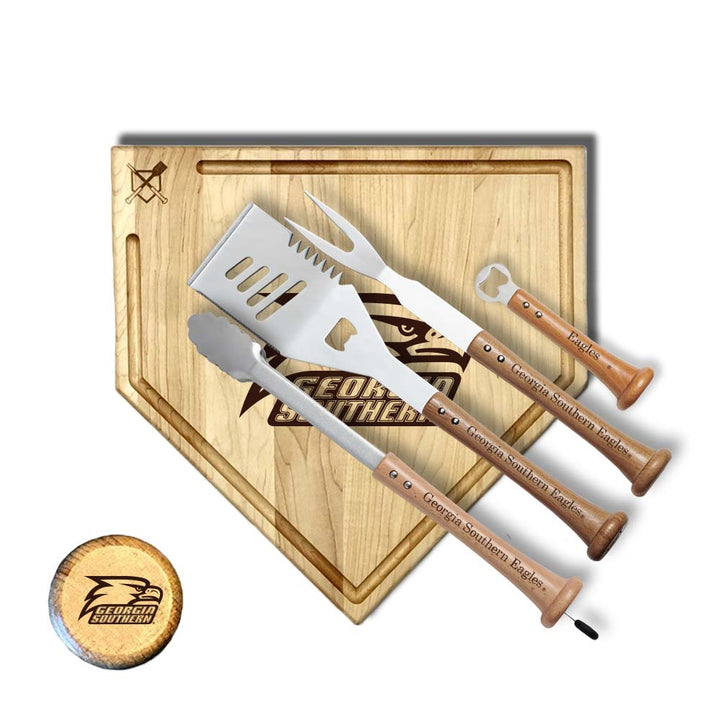 Baseball BBQ Georgia Southern "GRAND SLAM" Home Plate Style w/ Trough (17" x 17") Georgia Southern "GRAND SLAM" Combo Set