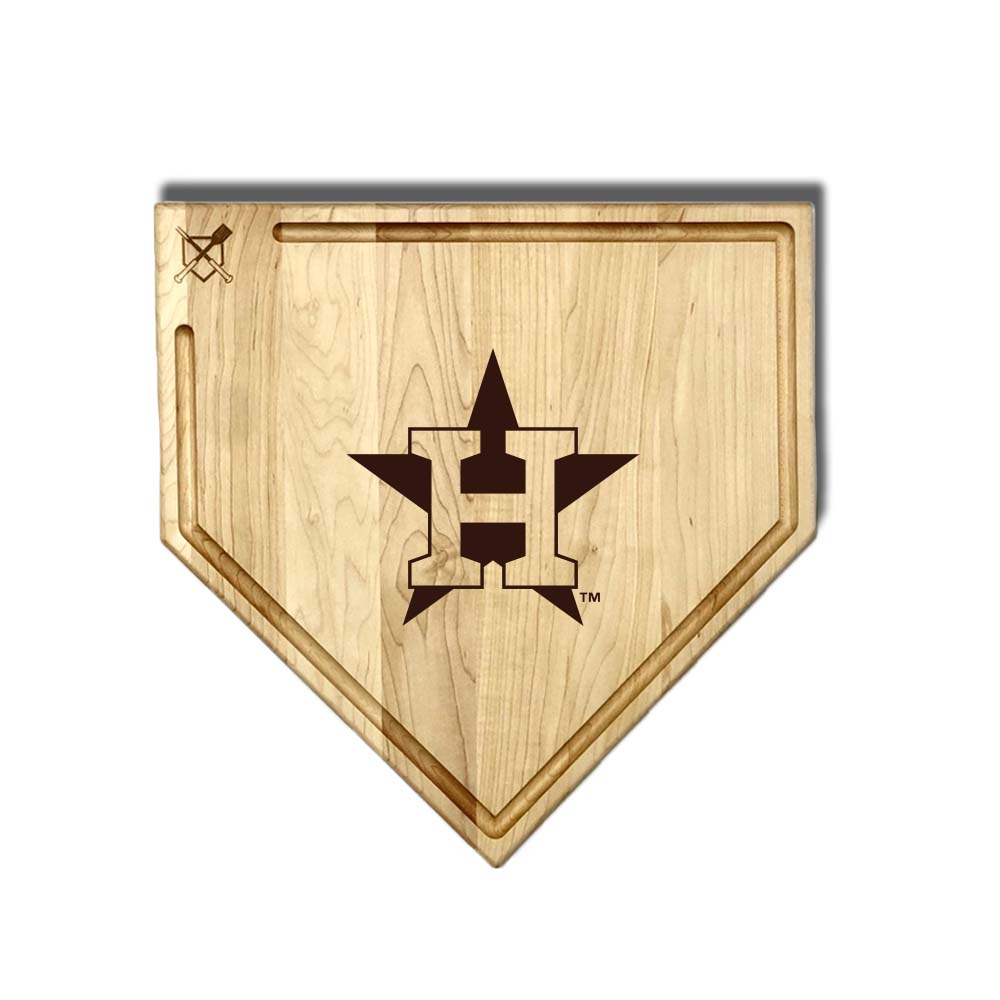 Baseball BBQ Houston Astros "H Star" Home Plate Cutting Board (With Trough) / 17"x17" Houston Astros Home Plate Cutting Boards | Multiple Sizes | Multiple Designs
