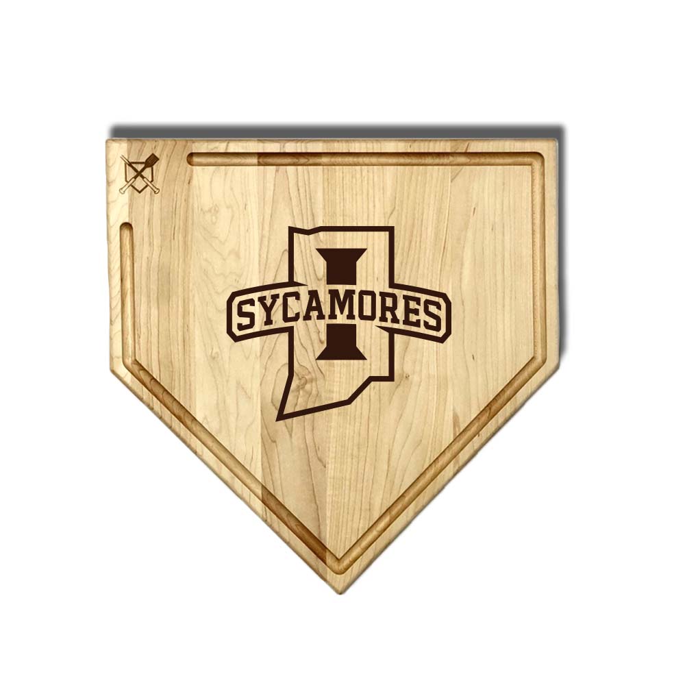 Baseball BBQ Indiana State Full Sized Home Plate Style w/ Trough (17" x 17") Indiana State Cutting Boards | Choose Your Size & Style
