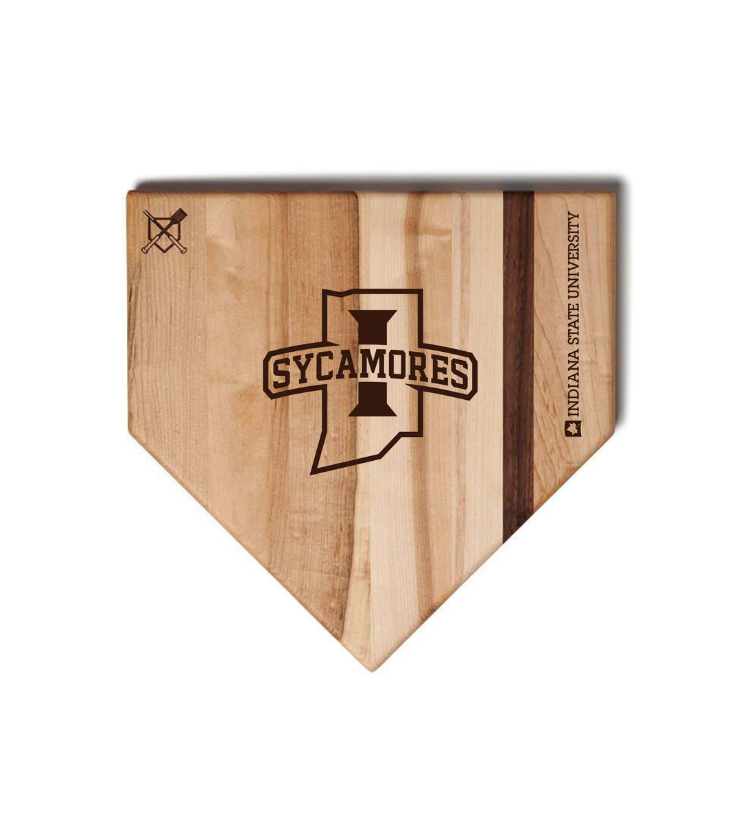 Baseball BBQ Indiana State Home Plate Style (12" x 12") Indiana State Cutting Boards | Choose Your Size & Style