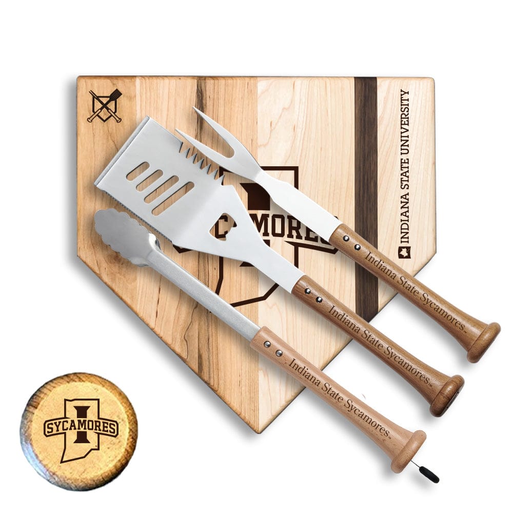 Baseball BBQ Indiana State Silver Slugger Home Plate Style (12" x 12") Indiana State "SILVER SLUGGER" Combo Set