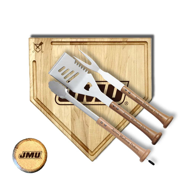Baseball BBQ JMU Silver Slugger Full Sized Home Plate Style w/ Trough (17" x 17") JMU "SILVER SLUGGER" Combo Set