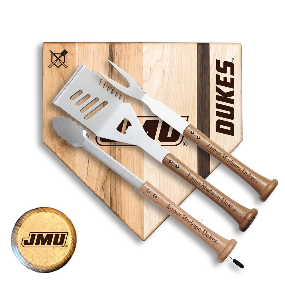 Baseball BBQ JMU Silver Slugger Home Plate Style (12" x 12") JMU "SILVER SLUGGER" Combo Set