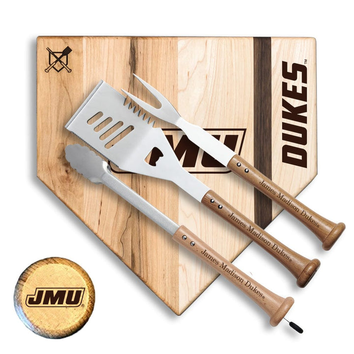 Baseball BBQ JMU Silver Slugger Home Plate Style (17" x 17") JMU "SILVER SLUGGER" Combo Set