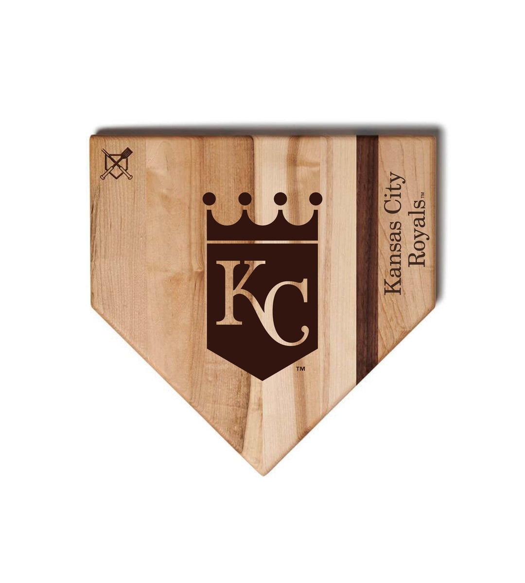 Baseball BBQ Kansas City Royals "KC" Home Plate / 12"x12" Kansas City Royals Home Plate Cutting Boards | Multiple Sizes | Multiple Designs