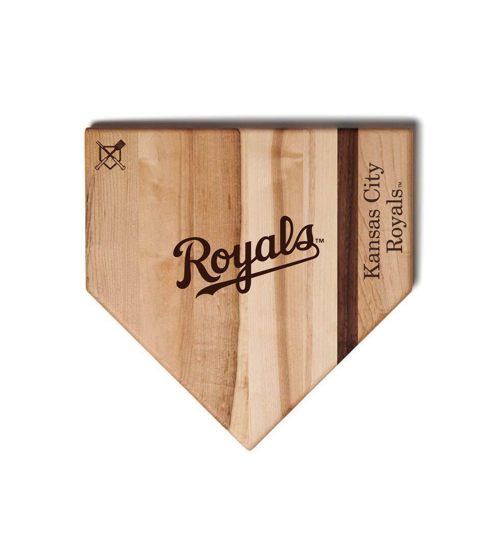 Baseball BBQ Kansas City Royals "Royals" Home Plate / 12"x12" Kansas City Royals Home Plate Cutting Boards | Multiple Sizes | Multiple Designs