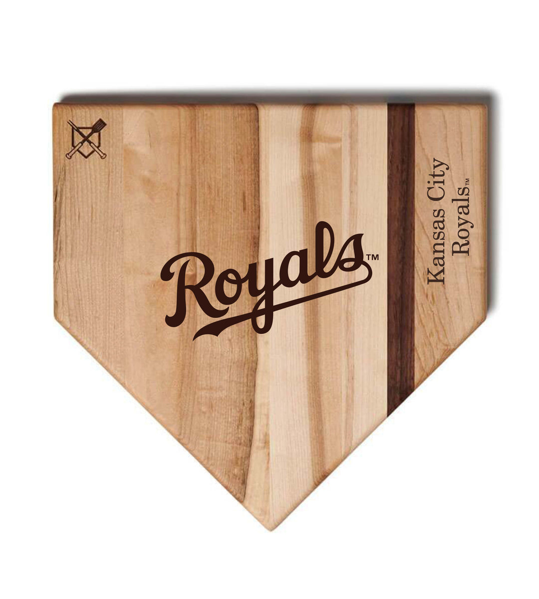 Baseball BBQ Kansas City Royals "Royals" Home Plate / 17"x17" Kansas City Royals Home Plate Cutting Boards | Multiple Sizes | Multiple Designs