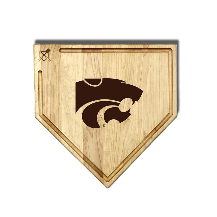 Baseball BBQ Kansas State Full Sized Home Plate Style w/ Trough (17" x 17") Kansas State Cutting Boards | Choose Your Size & Style