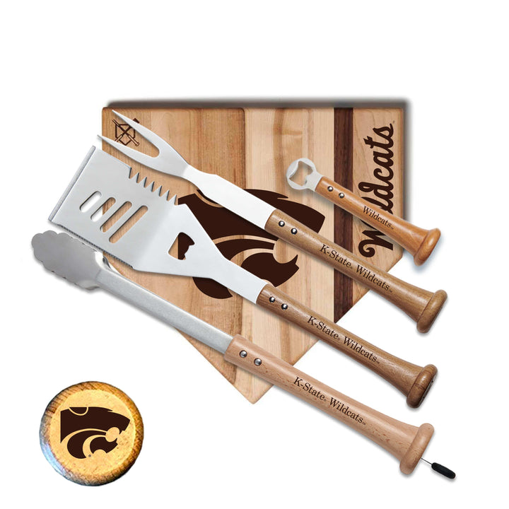 Baseball BBQ Kansas State "GRAND SLAM" Home Plate Style (12" x 12") Kansas State "GRAND SLAM" Combo Set