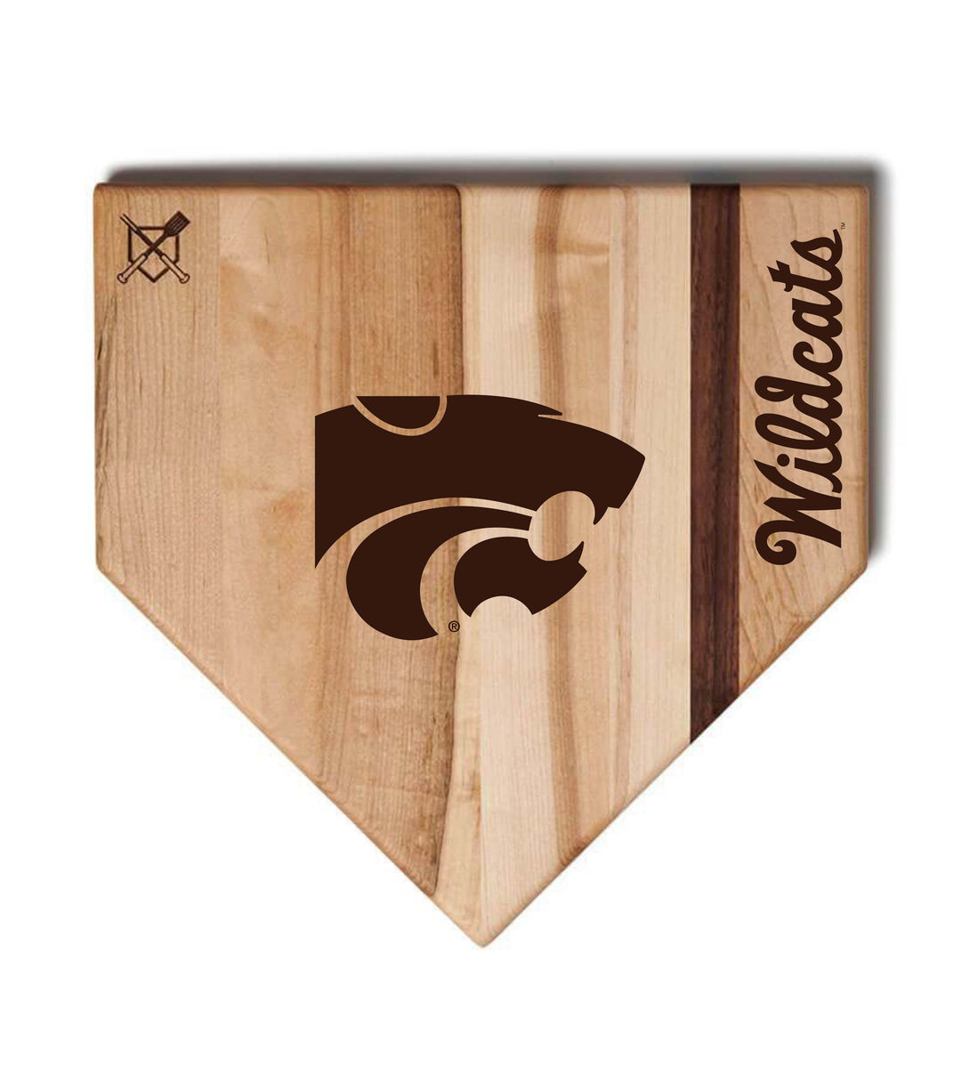 Baseball BBQ Kansas State Home Plate Style (17" x 17") Kansas State Cutting Boards | Choose Your Size & Style