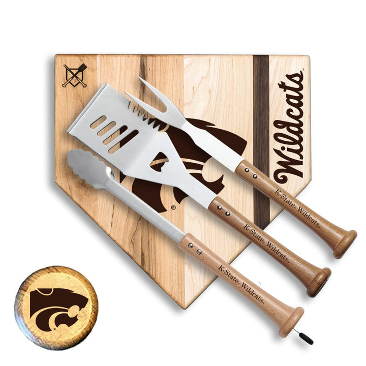 Baseball BBQ Kansas State Silver Slugger Home Plate Style (12" x 12") Kansas State "SILVER SLUGGER" Combo Set