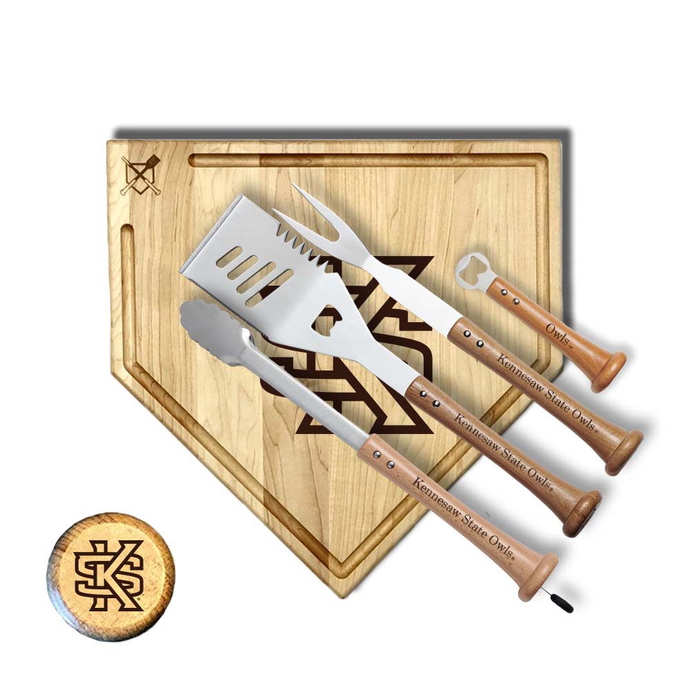 Baseball BBQ Kennesaw State "GRAND SLAM" Home Plate Style w/ Trough (17" x 17") Kennesaw State "GRAND SLAM" Combo Set