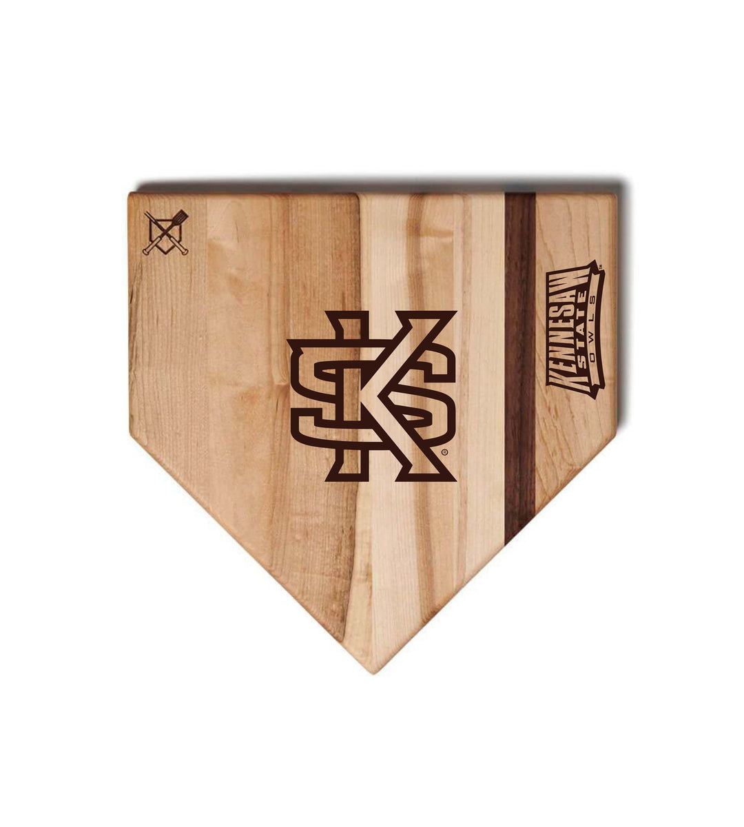 Baseball BBQ Kennesaw State Home Plate Style (12" x 12") Kennesaw State Cutting Boards | Choose Your Size & Style