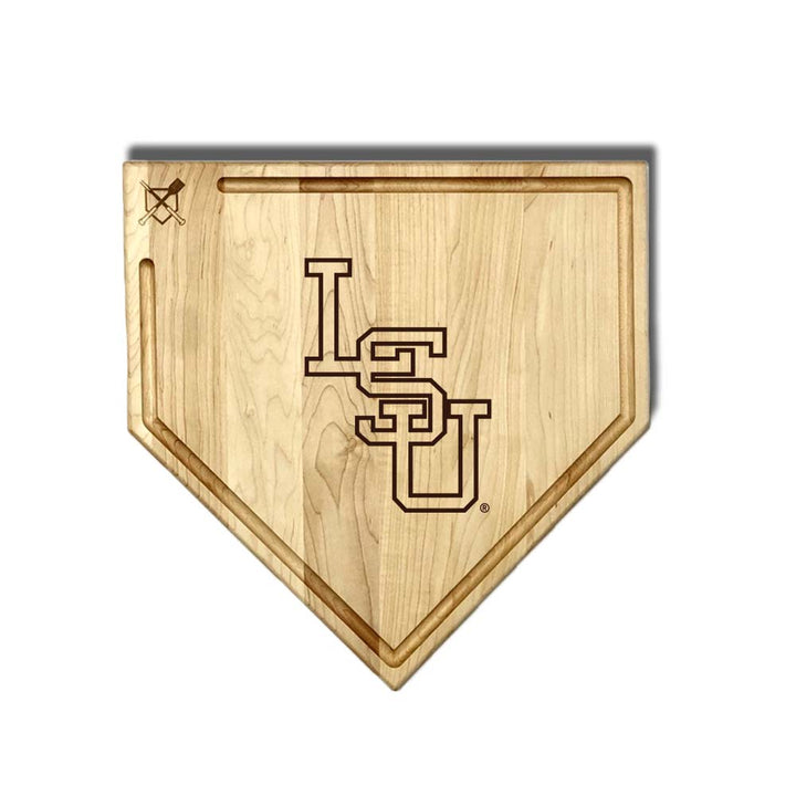 Baseball BBQ LSU Full Sized Home Plate Style 1 w/ Trough (17" x 17") LSU Cutting Boards | Choose Your Size & Style