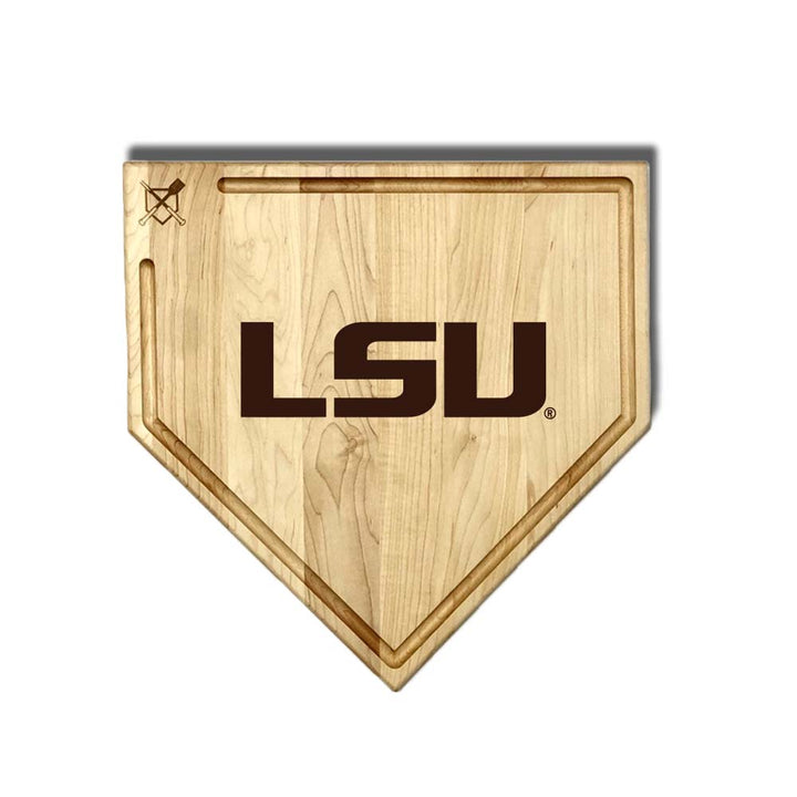Baseball BBQ LSU Full Sized Home Plate Style  w/ Trough (17" x 17") LSU Cutting Boards | Choose Your Size & Style