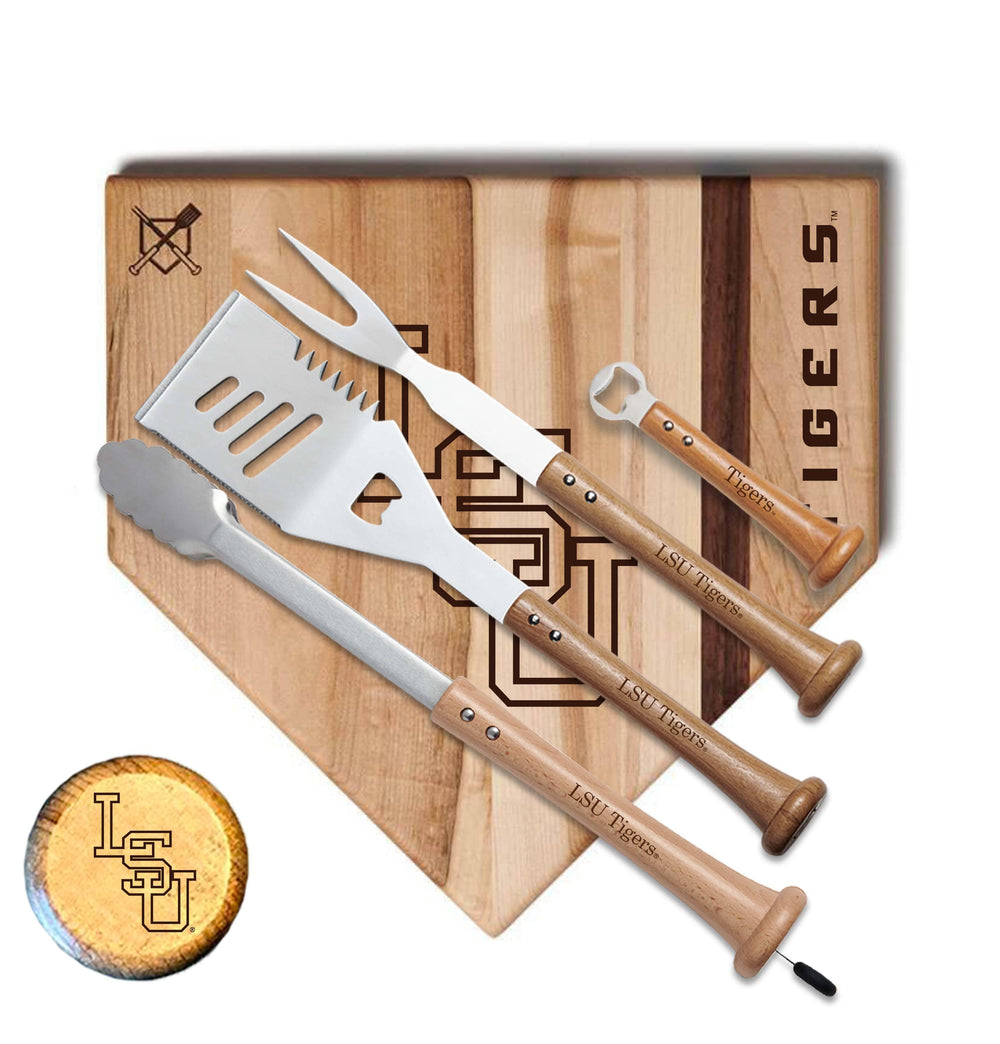 Baseball BBQ LSU "GRAND SLAM" Home Plate Style  (17" x 17") LSU "GRAND SLAM" Combo Set