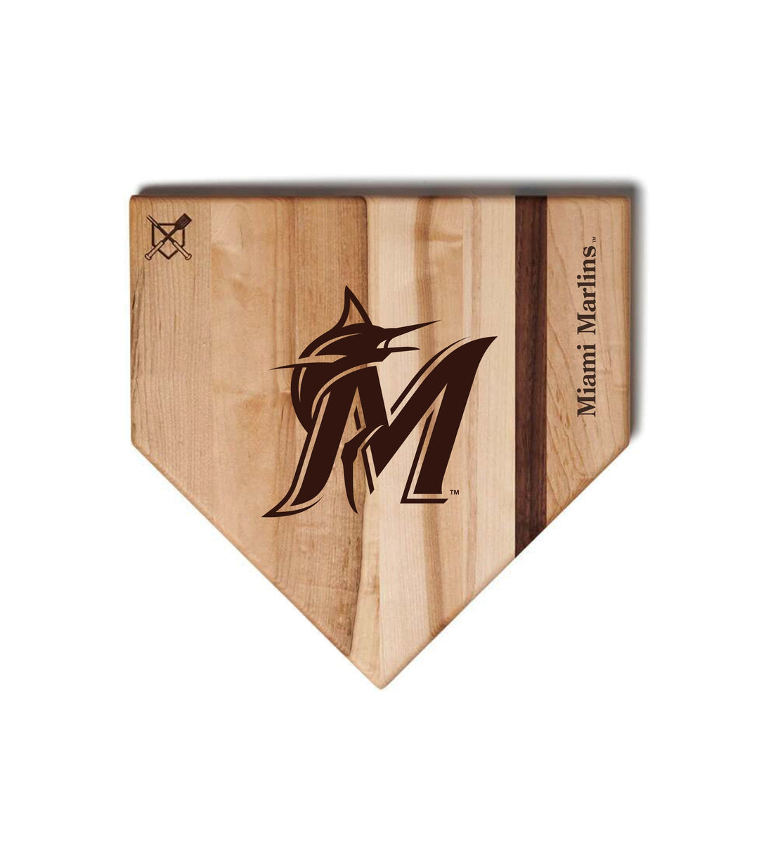Baseball BBQ Miami Marlins "M" Home Plate / 12" x 12" Miami Marlins "Grand Slam" Combo Set