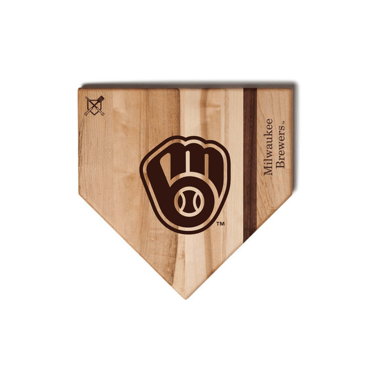 Baseball BBQ Milwaukee Brewers "Brewers" Home Plate / 12"x12" Milwaukee Brewers Home Plate Cutting Boards | Multiple Sizes | Multiple Designs