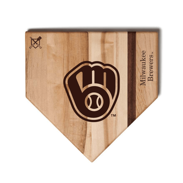 Baseball BBQ Milwaukee Brewers "Brewers" Home Plate / 17"x17" Milwaukee Brewers Home Plate Cutting Boards | Multiple Sizes | Multiple Designs