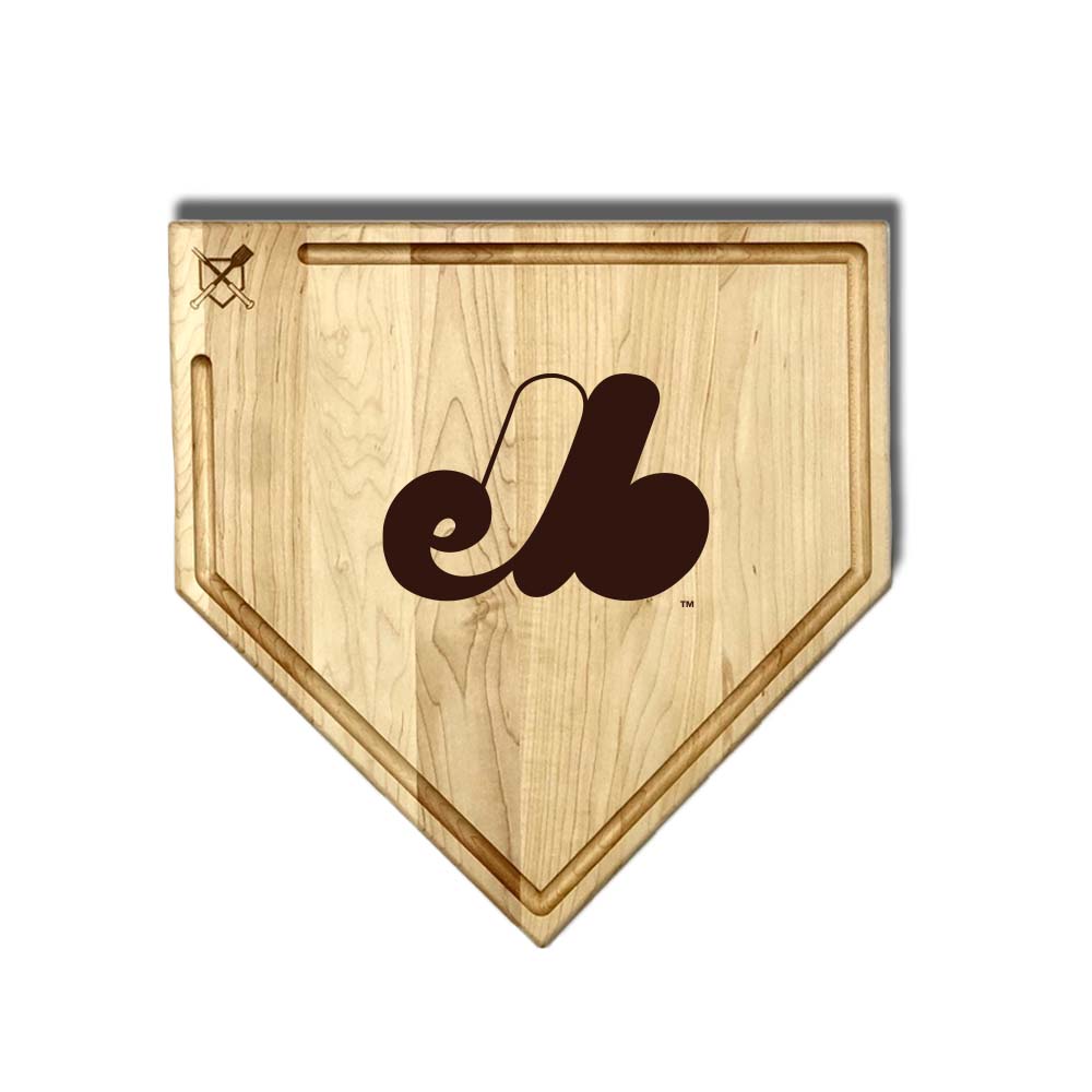 Baseball BBQ Montreal Expos Full Sized Home Plate Style 1 w/ Trough (17" x 17") Montreal Expos Cutting Boards | Choose Your Size & Style