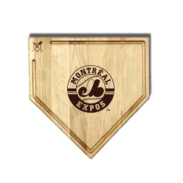 Baseball BBQ Montreal Expos Full Sized Home Plate Style 2 w/ Trough (17" x 17") Montreal Expos Cutting Boards | Choose Your Size & Style