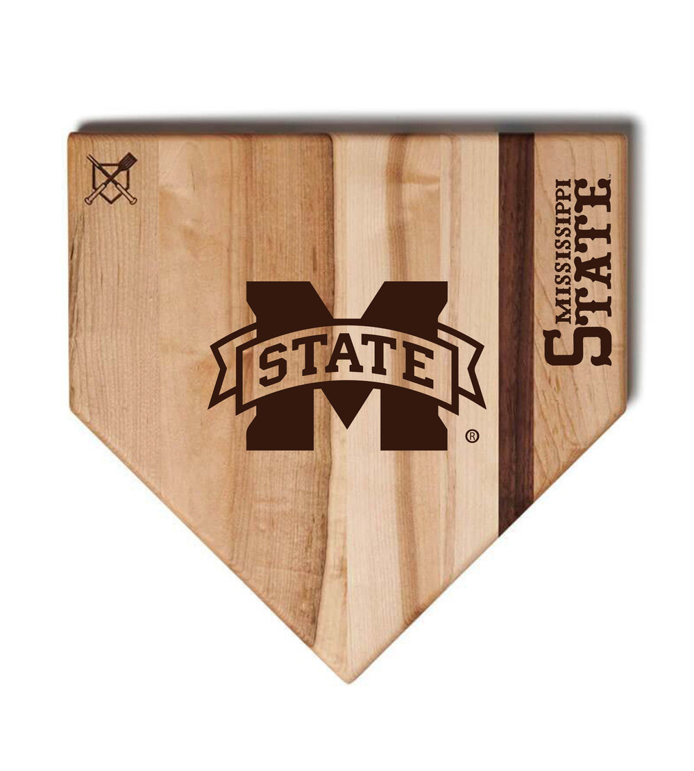 Baseball BBQ MS State Home Plate Style 1 (17" x 17") Mississippi State Cutting Boards | Choose Your Size & Style