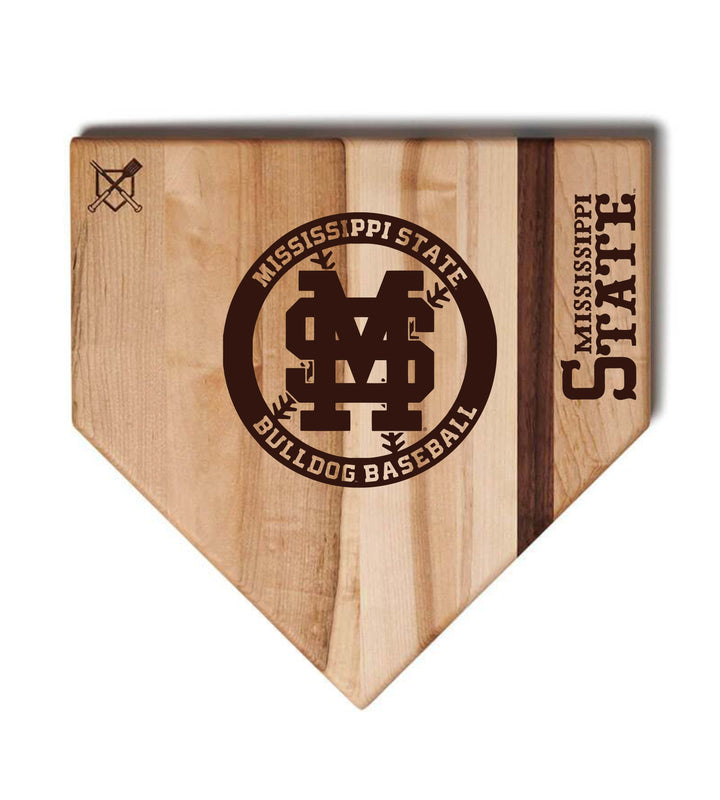 Baseball BBQ MS State Home Plate Style 2 (17" x 17") Mississippi State Cutting Boards | Choose Your Size & Style