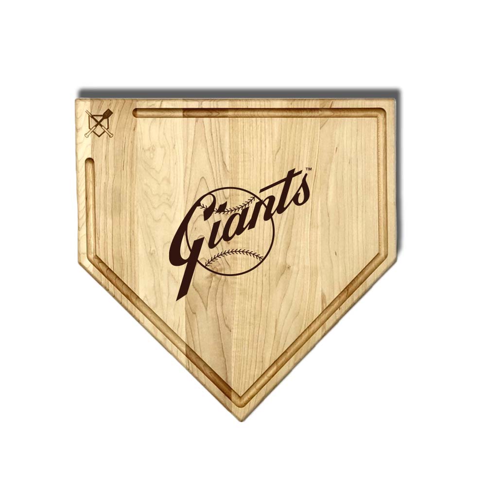 Baseball BBQ New York Giants Full Sized Home Plate Style 2 w/ Trough (17" x 17") New York Giants Cutting Boards | Choose Your Size & Style