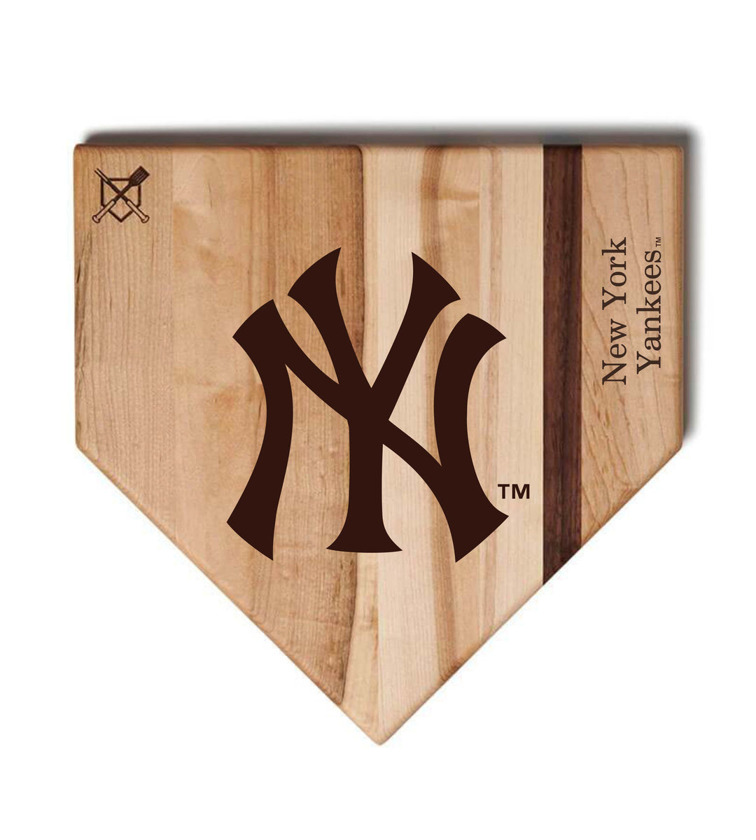 Baseball BBQ New York Yankees "NY" Home Plate / 17"x17" New York Yankees Home Plate Cutting Boards | Multiple Sizes | Multiple Designs