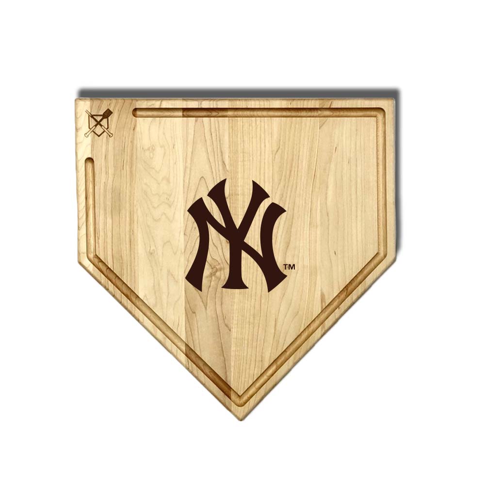 Baseball BBQ New York Yankees "NY" Home Plate Cutting Board (With Trough) / 17"x17" New York Yankees Home Plate Cutting Boards | Multiple Sizes | Multiple Designs