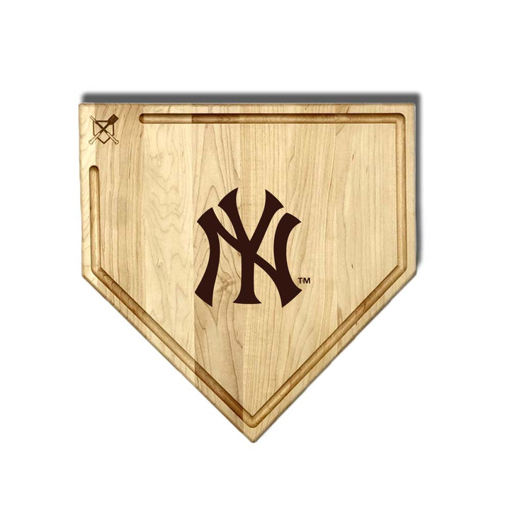 Baseball BBQ New York Yankees "NY" Home Plate Cutting Board (With Trough) / 17"x17" New York Yankees Home Plate Cutting Boards | Multiple Sizes | Multiple Designs