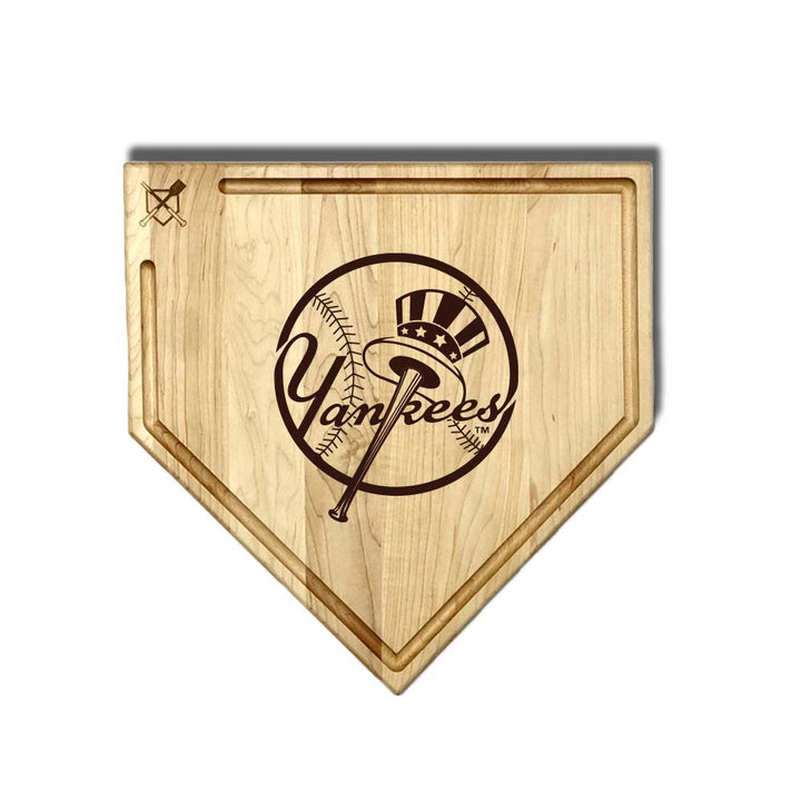 Baseball BBQ New York Yankees "Yankees" Home Plate Cutting Board (With Trough) / 17"x17" New York Yankees Home Plate Cutting Boards | Multiple Sizes | Multiple Designs