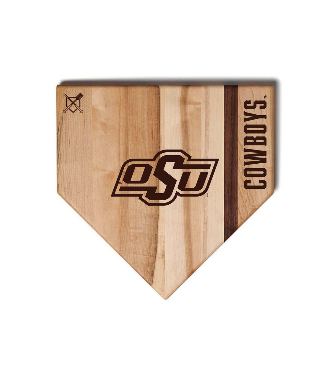 Baseball BBQ Oklahoma State University Home Plate Style 1 (12" x 12") Oklahoma State University Cutting Boards | Choose Your Size & Style