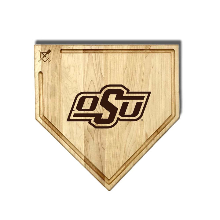 Baseball BBQ Oklahoma State University Home Plate Style 1 w/ Trough (17" x 17") Oklahoma State University Cutting Boards | Choose Your Size & Style