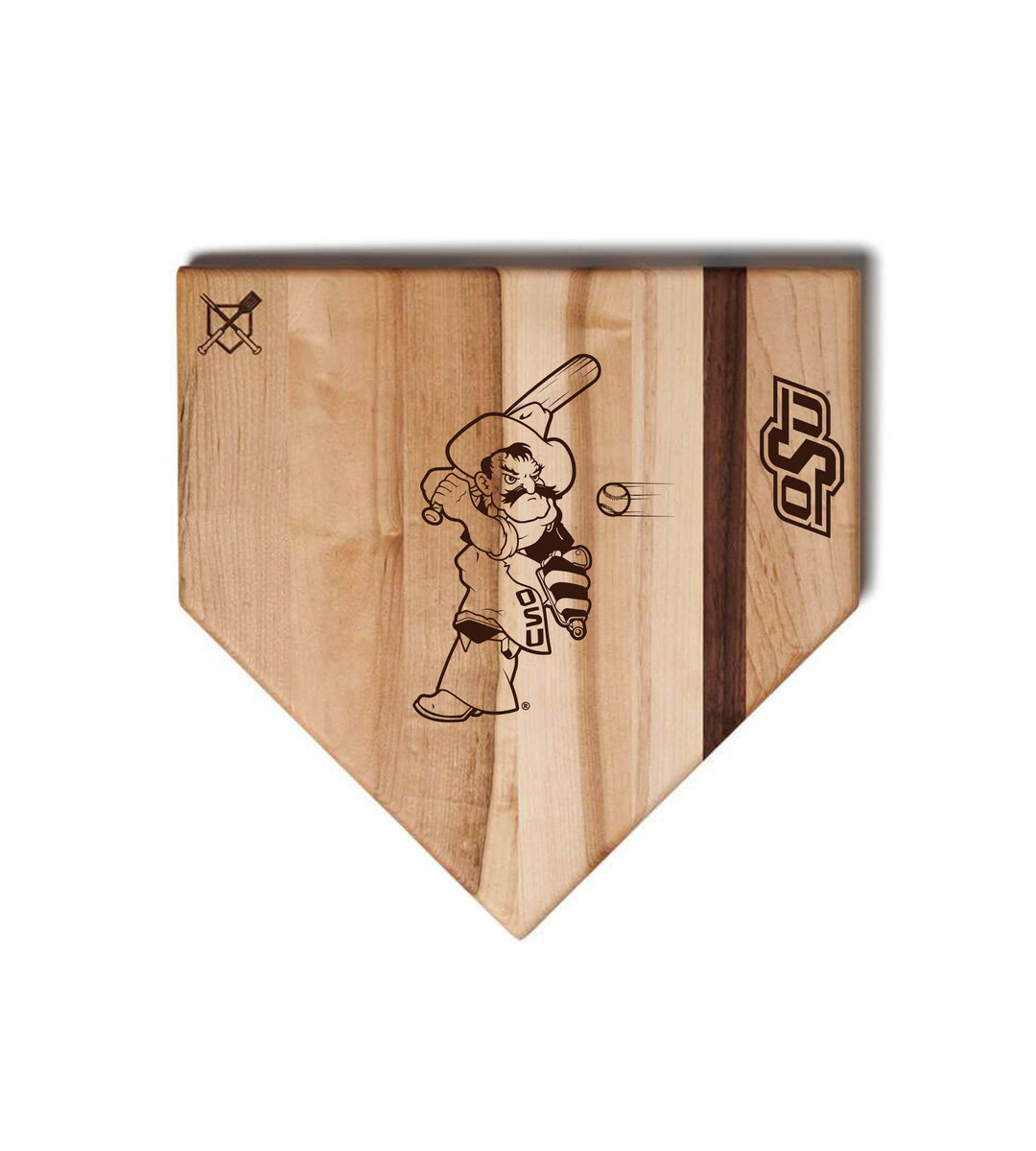 Baseball BBQ Oklahoma State University Home Plate Style 2 (12" x 12") Oklahoma State University Cutting Boards | Choose Your Size & Style