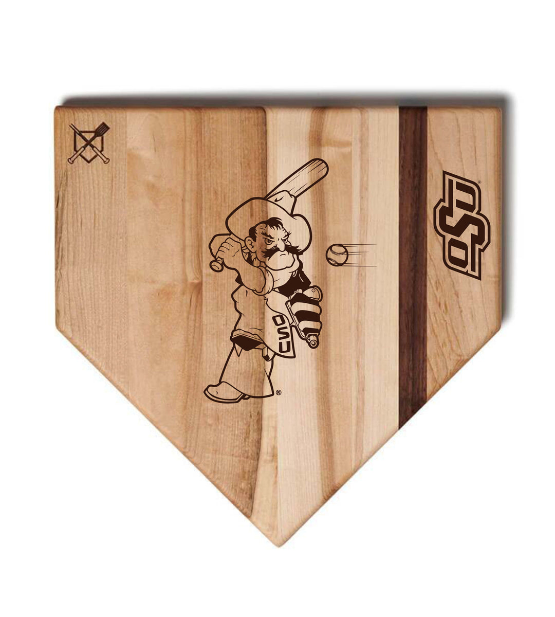 Baseball BBQ Oklahoma State University Home Plate Style 2 (17" x 17") Oklahoma State University Cutting Boards | Choose Your Size & Style