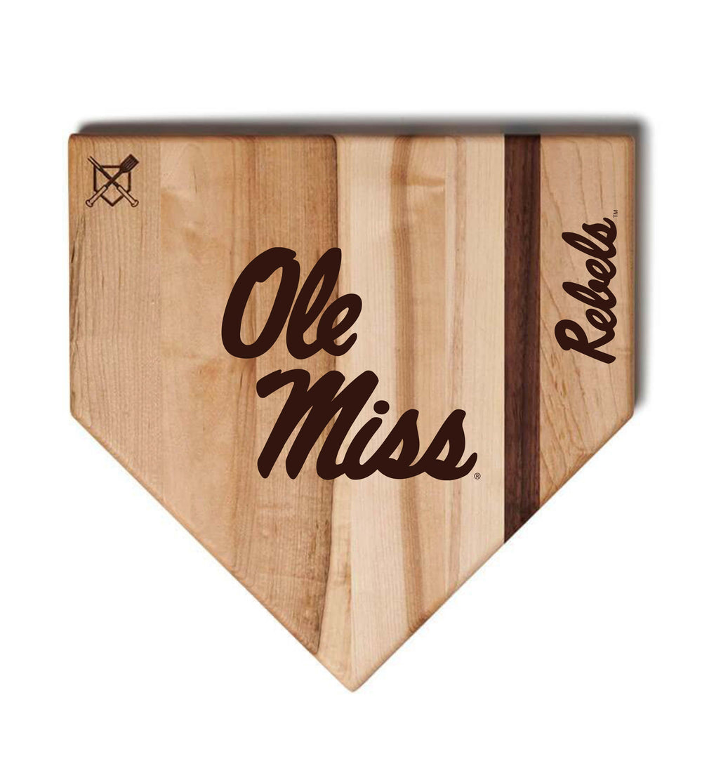 Baseball BBQ Ole Miss Home Plate Style (17" x 17") Ole Miss Cutting Boards | Choose Your Size & Style